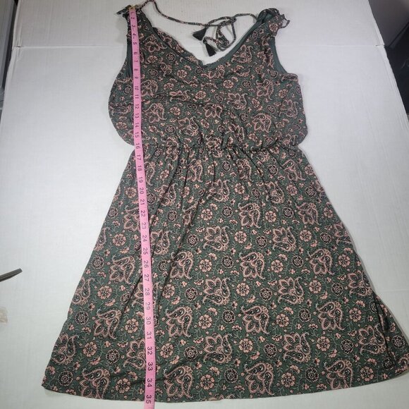 Ann Taylor Loft Floral Print Green Sleeveless A-Line Dress Size M - Picture 4 of 9